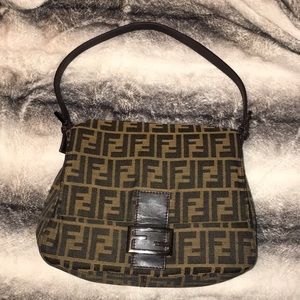 Vintage Fendi Signature Logo Handbag Canvas
